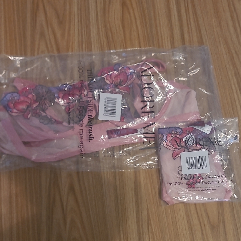 Adore Me Pink and Purple Floral Lingerie Set